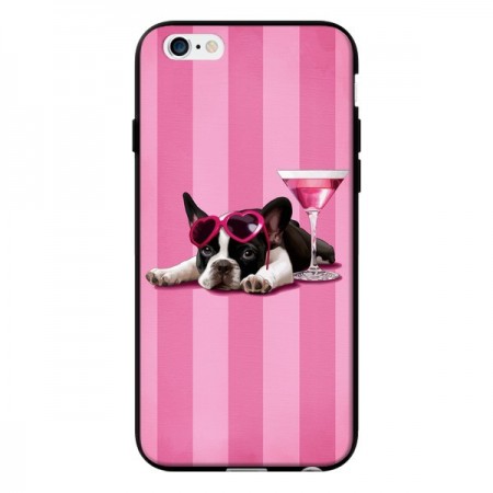Coque Chien Dog Cocktail Lunettes Coeur Rose pour iPhone 6 - Maryline Cazenave