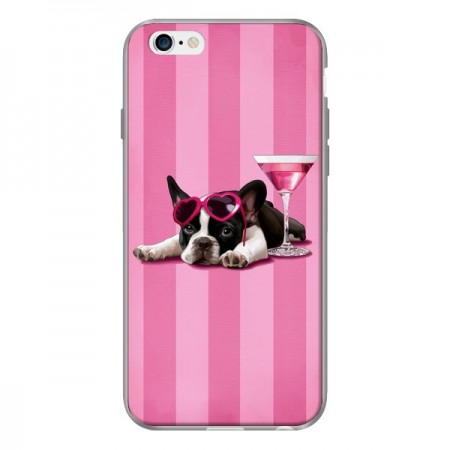 Coque Chien Dog Cocktail Lunettes Coeur Rose pour iPhone 6 - Maryline Cazenave