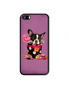 Coque Chien Dog Boite Noeud Papillon Pois Bonbon pour iPhone 5 et 5S - Maryline Cazenave