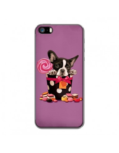 Coque Chien Dog Boite Noeud Papillon Pois Bonbon pour iPhone 5 et 5S - Maryline Cazenave