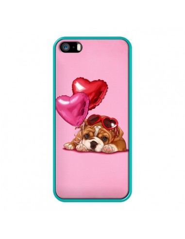 Coque Chien Dog Lunettes Coeur Ballon pour iPhone 5 et 5S - Maryline Cazenave