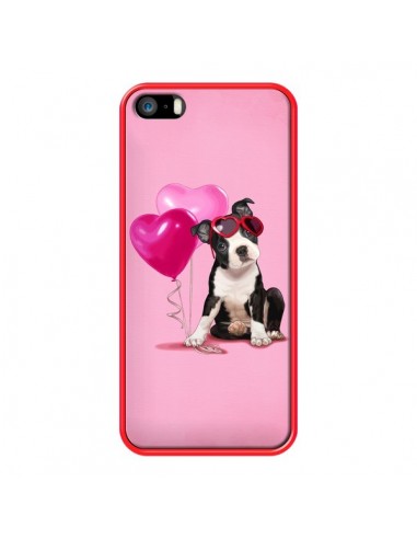Coque Chien Dog Ballon Lunettes Coeur Rose pour iPhone 5 et 5S - Maryline Cazenave