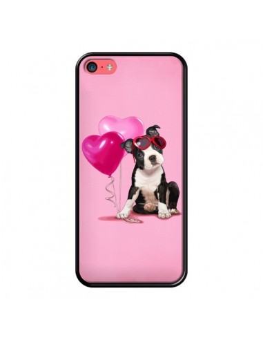 Coque Chien Dog Ballon Lunettes Coeur Rose pour iPhone 5C - Maryline Cazenave