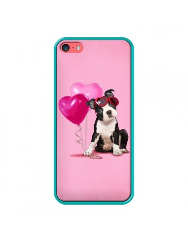 Coque Chien Dog Ballon Lunettes Coeur Rose pour iPhone 5C - Maryline Cazenave