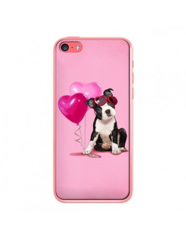 Coque Chien Dog Ballon Lunettes Coeur Rose pour iPhone 5C - Maryline Cazenave