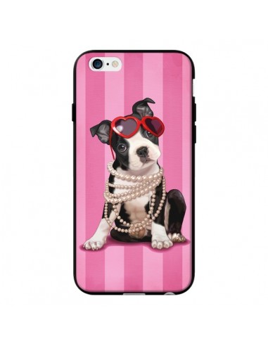 Coque Chien Dog Fashion Collier Perles Lunettes Coeur pour iPhone 6 - Maryline Cazenave