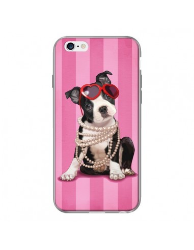 Coque Chien Dog Fashion Collier Perles Lunettes Coeur pour iPhone 6 - Maryline Cazenave