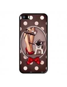 Coque Lady Jambes Chien Dog Pois Noeud papillon pour iPhone 5 et 5S - Maryline Cazenave