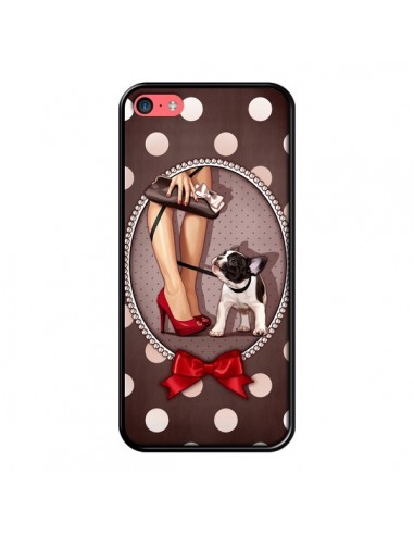 Coque Lady Jambes Chien Dog Pois Noeud papillon pour iPhone 5C - Maryline Cazenave