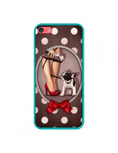 Coque Lady Jambes Chien Dog Pois Noeud papillon pour iPhone 5C - Maryline Cazenave