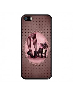 Coque Lady Jambes Chien Dog Rose Pois Noir pour iPhone 5 et 5S - Maryline Cazenave