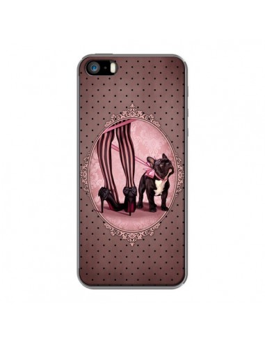 Coque Lady Jambes Chien Dog Rose Pois Noir pour iPhone 5 et 5S - Maryline Cazenave