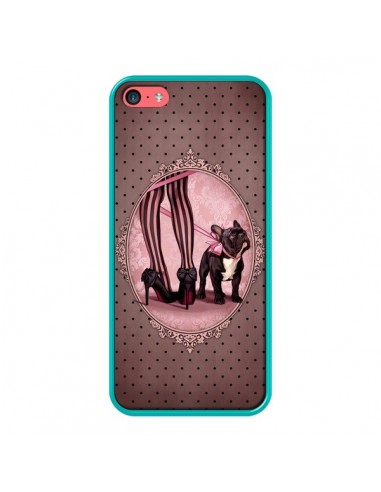 Coque Lady Jambes Chien Dog Rose Pois Noir pour iPhone 5C - Maryline Cazenave