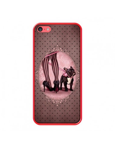 Coque Lady Jambes Chien Dog Rose Pois Noir pour iPhone 5C - Maryline Cazenave