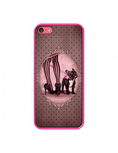 Coque Lady Jambes Chien Dog Rose Pois Noir pour iPhone 5C - Maryline Cazenave