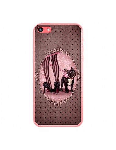 Coque Lady Jambes Chien Dog Rose Pois Noir pour iPhone 5C - Maryline Cazenave