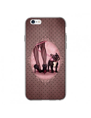 Coque Lady Jambes Chien Dog Rose Pois Noir pour iPhone 6 - Maryline Cazenave