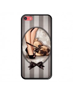 Coque Lady Noir Noeud Papillon Chien Dog Luxe pour iPhone 5C - Maryline Cazenave