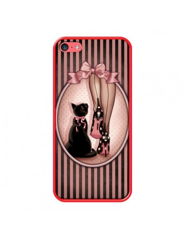 Coque Lady Chat Noeud Papillon Pois Chaussures pour iPhone 5C - Maryline Cazenave