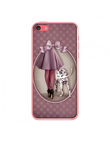 Coque Lady Chien Dog Dalmatien Robe Pois pour iPhone 5C - Maryline Cazenave