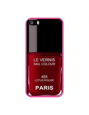 Coque Vernis Paris Lotus Rouge pour iPhone 5 et 5S - Laetitia