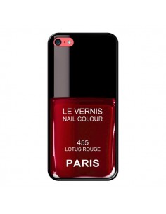 Coque Vernis Paris Lotus Rouge pour iPhone 5C - Laetitia