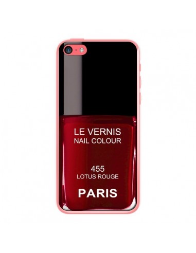 Coque Vernis Paris Lotus Rouge pour iPhone 5C - Laetitia