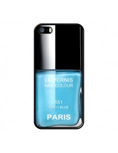 Coque Vernis Paris Coco Blue Bleu pour iPhone 5 et 5S - Laetitia