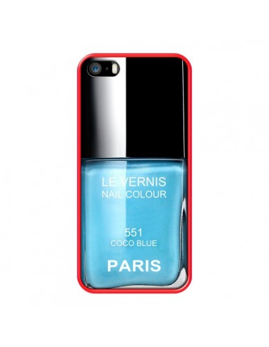 Coque Vernis Paris Coco Blue Bleu pour iPhone 5 et 5S - Laetitia