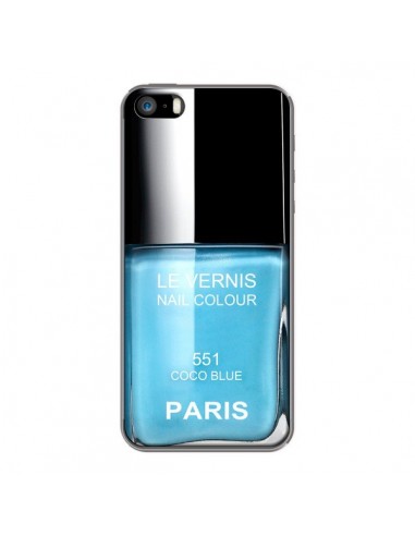 Coque Vernis Paris Coco Blue Bleu pour iPhone 5 et 5S - Laetitia