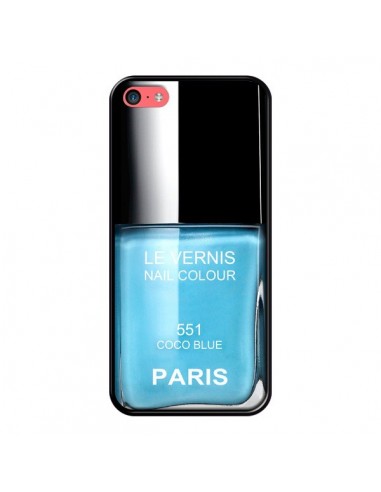 Coque Vernis Paris Coco Blue Bleu pour iPhone 5C - Laetitia