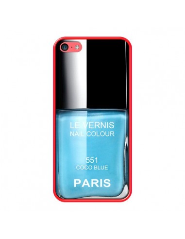 Coque Vernis Paris Coco Blue Bleu pour iPhone 5C - Laetitia