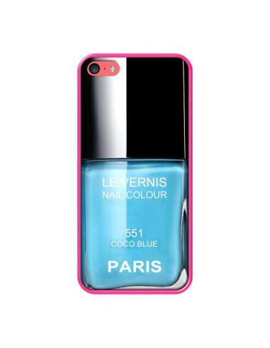 Coque Vernis Paris Coco Blue Bleu pour iPhone 5C - Laetitia