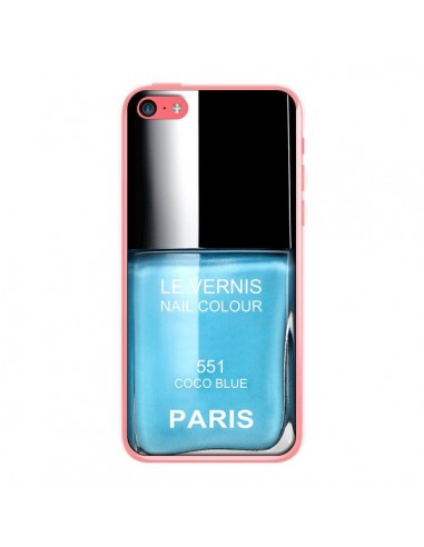 Coque Vernis Paris Coco Blue Bleu pour iPhone 5C - Laetitia