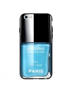Coque Vernis Paris Coco Blue Bleu pour iPhone 6 - Laetitia