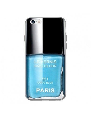 Coque Vernis Paris Coco Blue Bleu pour iPhone 6 - Laetitia