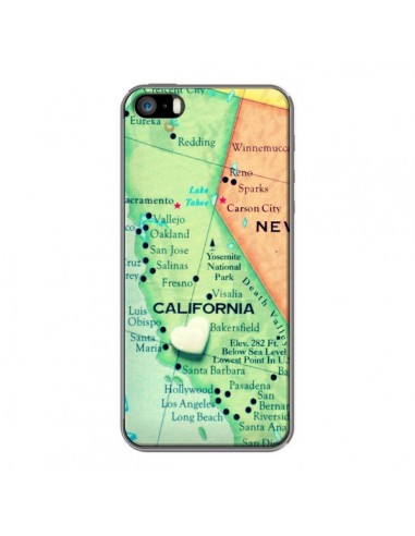 Coque Carte Map Californie pour iPhone 5 et 5S - R Delean