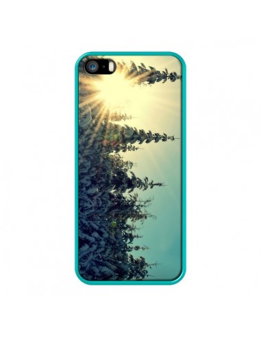 Coque Hiver Paysage Neige Montagnes Sapins Ski pour iPhone 5 et 5S - R Delean