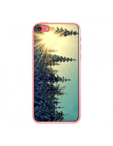 Coque Hiver Paysage Neige Montagnes Sapins Ski pour iPhone 5C - R Delean