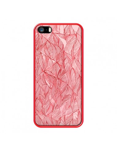 Coque Courbes Meandre Rouge Cerise pour iPhone 5 et 5S - Léa Clément