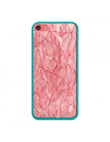 Coque Courbes Meandre Rouge Cerise pour iPhone 5C - Léa Clément