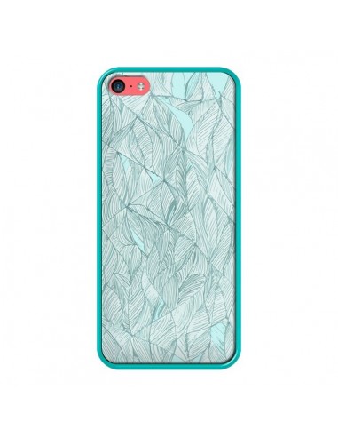 Coque Courbes Meandre Bleu Vert Nuageux pour iPhone 5C - Léa Clément