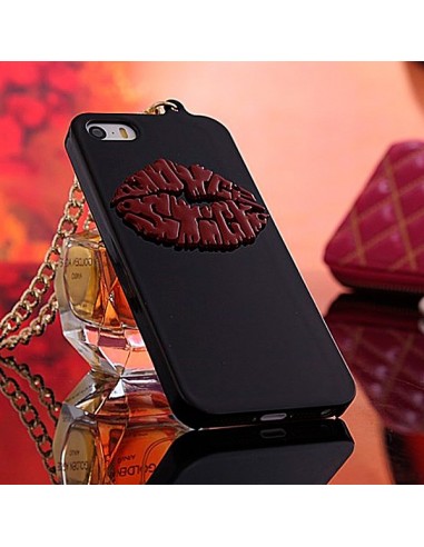 Coque Lèvres en relief avec Chaine pour iPhone 5/5S