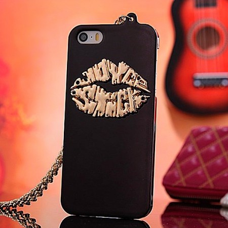 Coque Lèvres en relief avec Chaine pour iPhone 5/5S Coque Lèvres en relief avec Chaine pour iPhone 5/5S