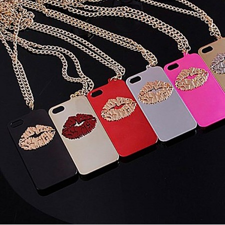 Coque Lèvres en relief avec Chaine pour iPhone 5/5S Coque Lèvres en relief avec Chaine pour iPhone 5/5S