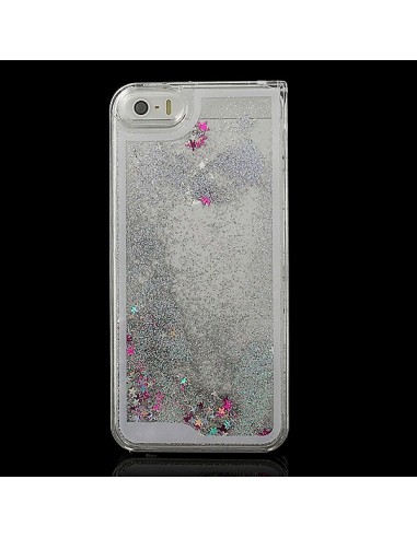 Coque Liquide avec Paillettes et Etoiles Blanc pour iPhone 5/5S