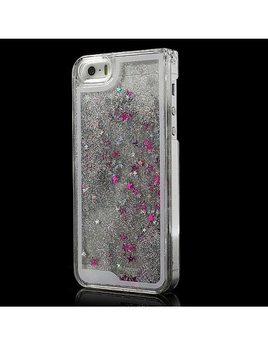 Coque Liquide avec Paillettes et Etoiles Blanc pour iPhone 5/5S