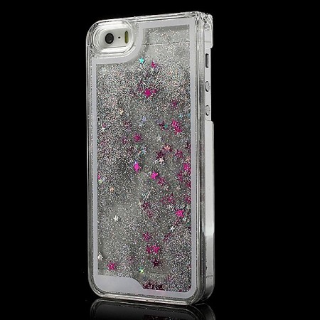 Coque Liquide avec Paillettes et Etoiles Blanc pour iPhone 5/5S Coque Liquide avec Paillettes et Etoiles Blanc pour iPhone 5/5S