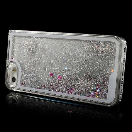Coque Liquide avec Paillettes et Etoiles Blanc pour iPhone 5/5S Coque Liquide avec Paillettes et Etoiles Blanc pour iPhone 5/5S