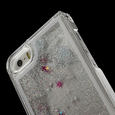Coque Liquide avec Paillettes et Etoiles Blanc pour iPhone 5/5S Coque Liquide avec Paillettes et Etoiles Blanc pour iPhone 5/5S